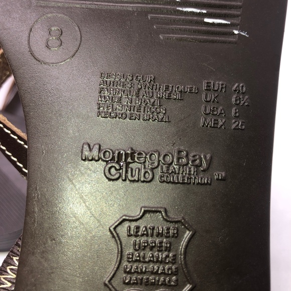 Montego Bay Club Brown Leather Flat Strappy Thong Toe Sandals Size 8 - Picture 8 of 13